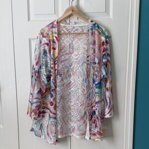 Colorful Sheer Lacy Open Cardigan